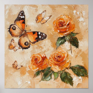 Bold Botanical Rose Artwork Room Makeover Poster