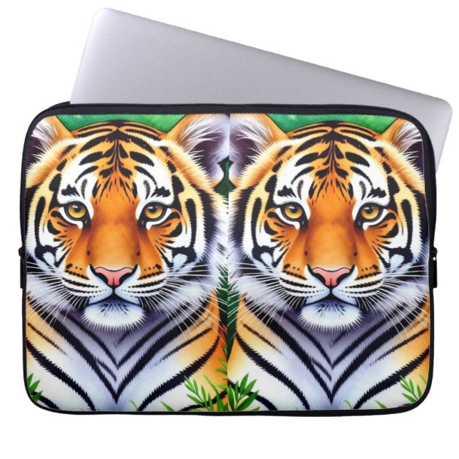 Bold Botanical Tiger cub Laptop Sleeve (Front)