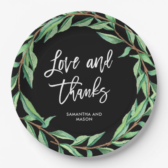 Bold Botanical Wedding | Love and Thanks Paper Plate