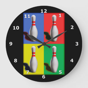 Bold Bowling Pins Large Clock