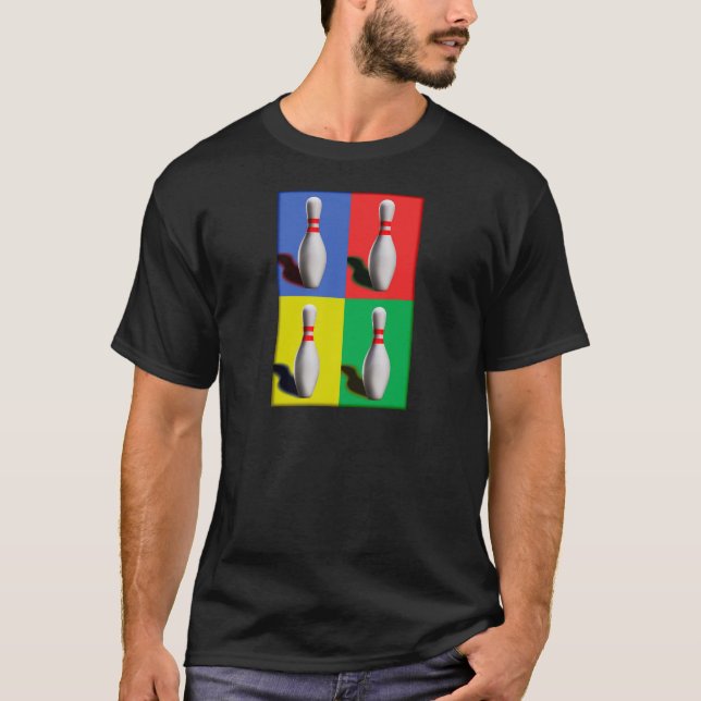 Bold Bowling Pins, Pop Art Design, T-Shirt (Front)