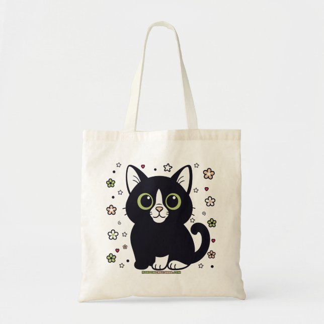 Bold Boxer Floral Cat Tote Bag (Front)