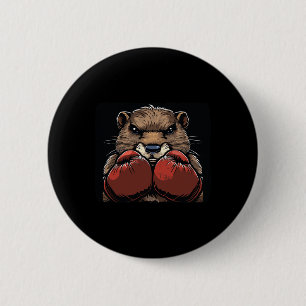 Bold Boxing Beaver With Gloves Graphic For A Stron 6 Cm Round Badge