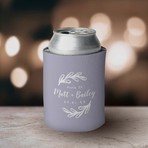 Bold Branch Wedding Monogram Lilac Can Cooler