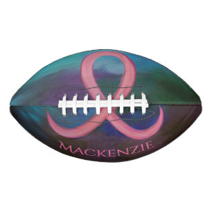 Bold Breast Cancer Awareness Pink Ribbon Abstract American Football