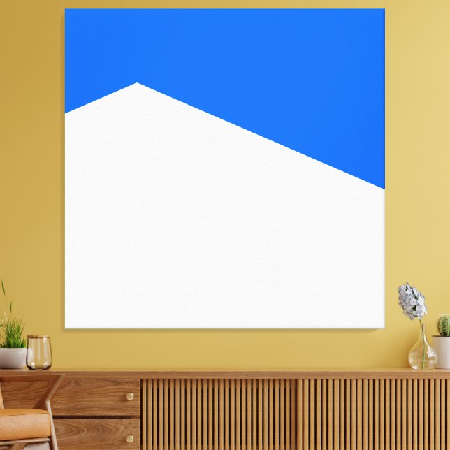 Bold Bright Alpine Blue Snowy White Geometric Art Canvas Print (Insitu(LivingRoom))