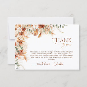Bold Bright Boho Terracotta Bridal Shower Thank You Card