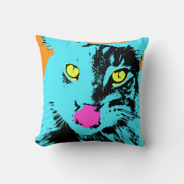 Bold Bright Cat Face Cushion (Front)