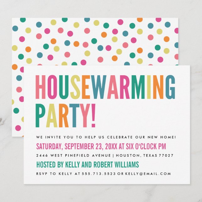 Bold Bright Colour Housewarming Party Invitation (Front/Back)