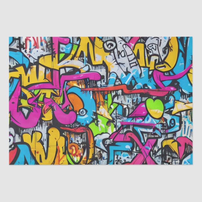 Bold Bright Colours Graffiti Street Art Pattern Tissue Paper (Front)