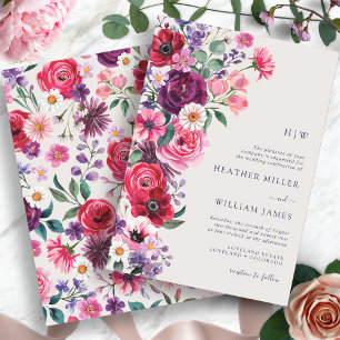Bold Bright Floral Wedding Invitation