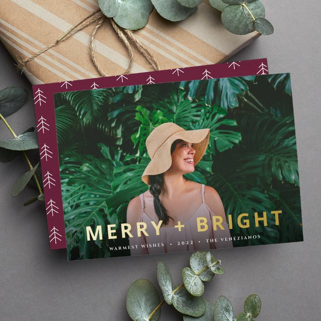 Bold & Bright | Full Photo Christmas Foil Holiday Card (Creator Uploaded)
