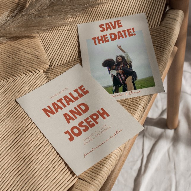 Bold Bright Funky Retro Unique Photo Wedding Save The Date (Creator Uploaded)