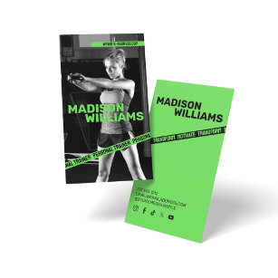 Bold Bright Green Personal Trainer Photo Business Card