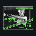 Bold Bright Green Personal Trainer Photo Postcard<br><div class="desc">This dynamic customisable postcard template is tailored specifically for personal trainers who want to make a memorable impression. The striking black and white photo background serves as a powerful backdrop that you can easily replace with your own image, showcasing your unique training style and personality. The bold and customisable bright...</div>
