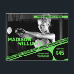 Bold Bright Green Personal Trainer Photo Postcard<br><div class="desc">This dynamic customisable postcard template is tailored specifically for personal trainers who want to make a memorable impression. The striking black and white photo background serves as a powerful backdrop that you can easily replace with your own image, showcasing your unique training style and personality. The bold and customisable bright...</div>