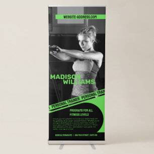 Bold Bright Green Personal Trainer Photo Retractable Banner