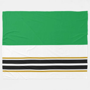 Bold Bright Green White Twin Black Racing Stripes Fleece Blanket