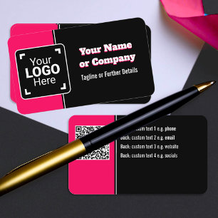 Bold, Bright Hot Pink, Black & White Own Brand Business Card