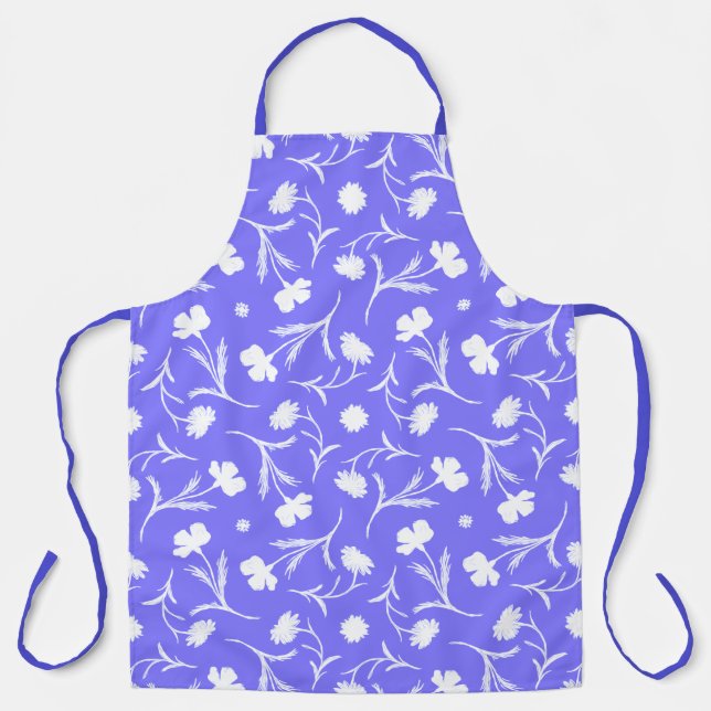Bold Bright Liberty Floral Pattern Classy Blue Apron (Front)