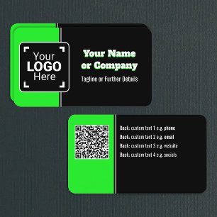 Bold, Bright Lime Green, Black & White Own Brand Business Card