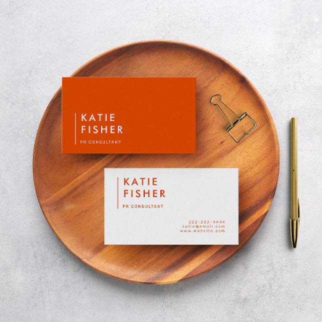 Bold & Bright: Modern Orange & White Business Card (A chic and modern orange and white business card.)