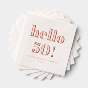Bold Bright Modern Retro 50th Birthday Rose Gold Foil Napkins