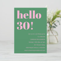 Bold Bright Modern Retro Pink Green 30th Birthday