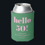 Bold Bright Modern Retro Pink Green 50th Birthday Can Cooler<br><div class="desc">Bold Bright Modern Retro Pink Green 50th Birthday Custom Can Cooler</div>
