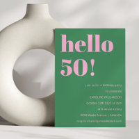Bold Bright Modern Retro Pink Green 50th Birthday