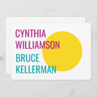 Bold Bright Neon Pink Yellow Turquoise Save Date