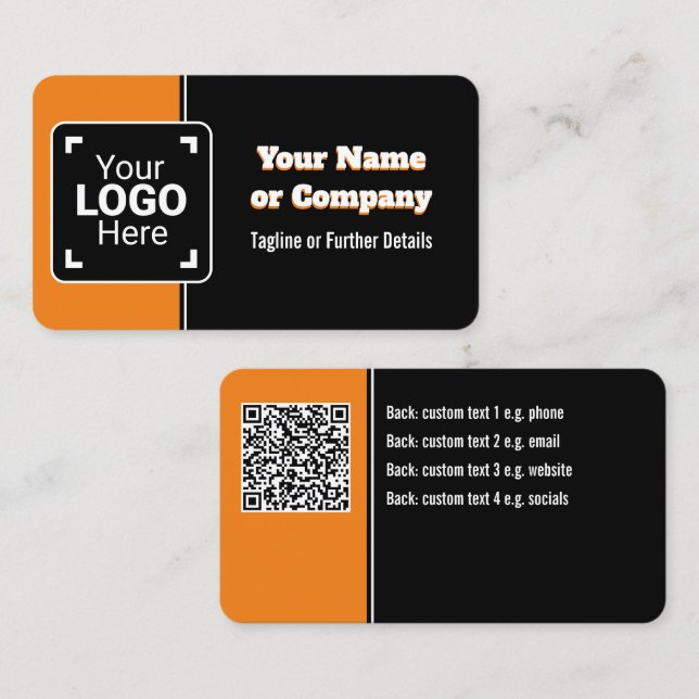 Bold, Bright Orange, Black & White Own Brand Business Card (Front/Back)