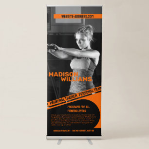 Bold Bright Orange Personal Trainer Photo Retractable Banner