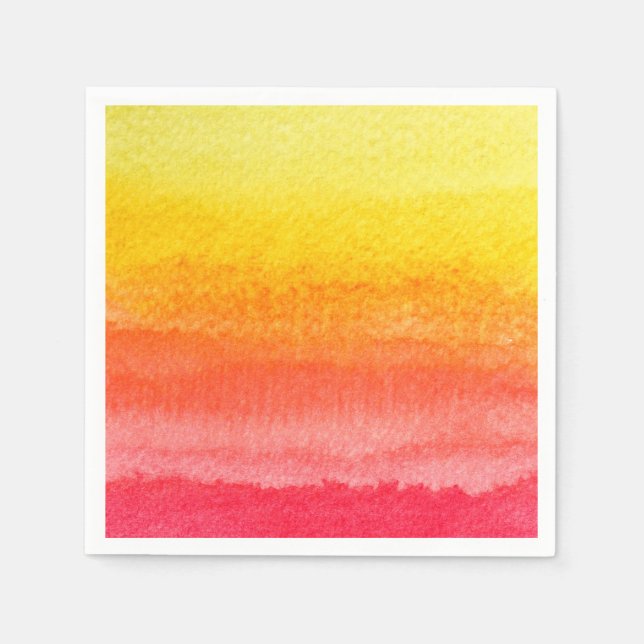 Bold Bright Orange Yellow Ombre Watercolor Napkin (Front)