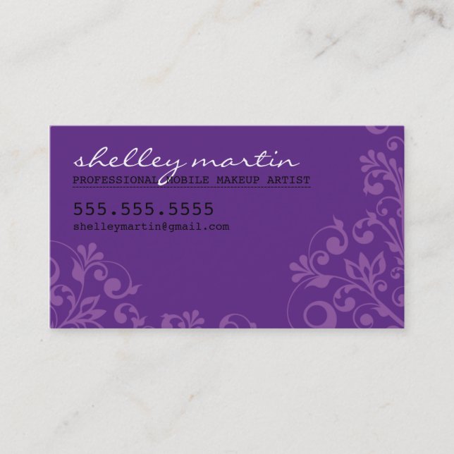 BOLD bright organic swirl pattern violet purple Business Card (Front)