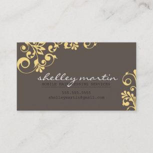 BOLD bright organic swirl pattern yellow brown Business Card