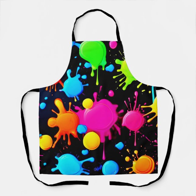 Bold & Bright Paint Splashes Apron (Front)