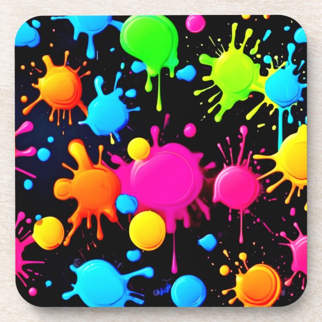 Bold & Bright Paint Splashes Coaster (Front)