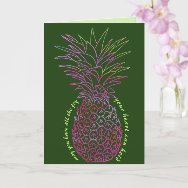 Bold Bright Pineapple Happy Birthday Card (Orchid)