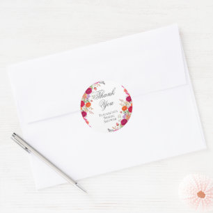Bold Bright Pink and Orange Garden Flowers Party Classic Round Sticker