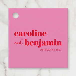 Bold Bright Pink and Red Chic Modern Wedding Favour Tags