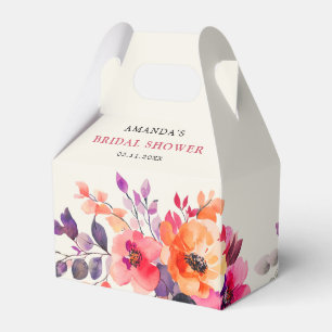 Bold Bright Pink Orange Watercolor Bridal Shower Favour Box