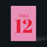 Bold Bright Pink Red Modern Table Number Sign<br><div class="desc">Bold Simple Typography Bright Pink and Red Modern Bat Mitzvah Table Number Sign</div>