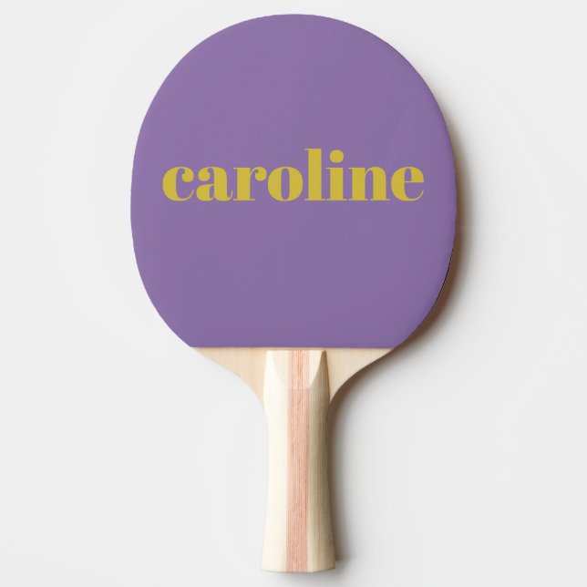 Bold Bright Purple and Yellow Modern Personalised  Ping Pong Paddle (Front)