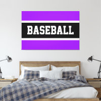 Bold Bright Purple Black White BASEBALL Stripes