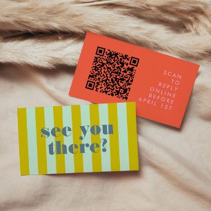 Bold Bright Red QR Code RSVP Wedding Enclosure Card