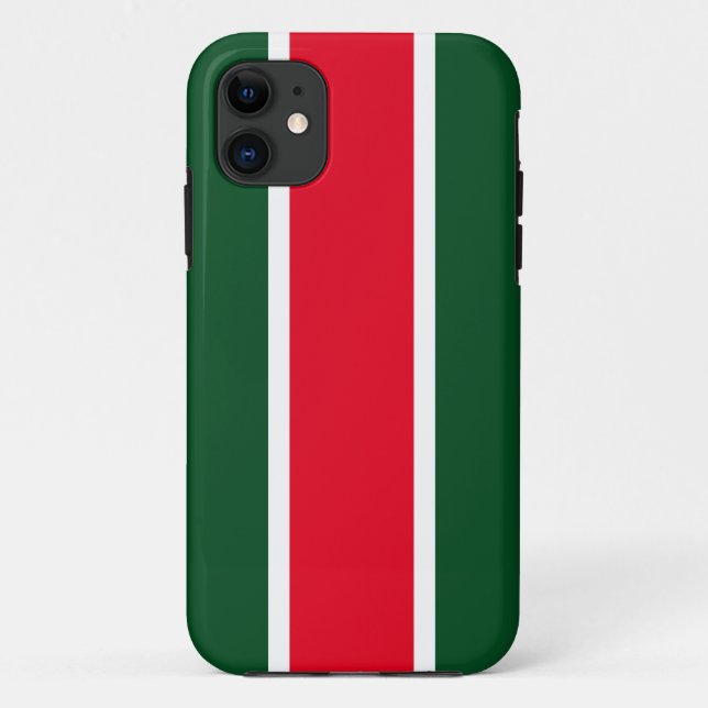 Bold Bright Red White Forest Green Racing Stripes Case-Mate iPhone Case (Back)