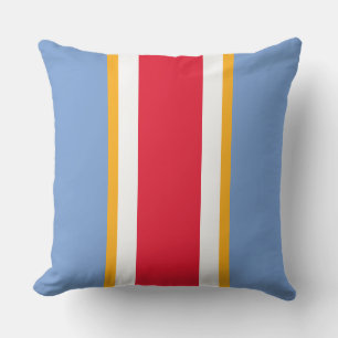 Bold Bright Red White Light Blue Racing Stripes Cushion