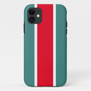 Bold Bright Red White Ocean Teal Racing Stripes iPhone 11 Case
