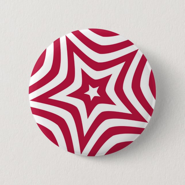 Bold & Bright Red & White Star in a Vector Pattern 6 Cm Round Badge (Front)